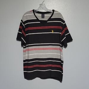 US Polo Assn. Men's Short Sleeve Striped V-neck Shirt - Sz XL